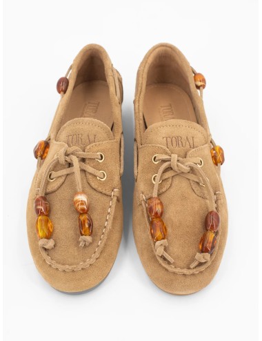 Mocassins suédés TL-NAHUA - Perles ambrées