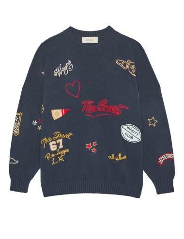 Pullover Embroidered Oversize Crew - True Navy