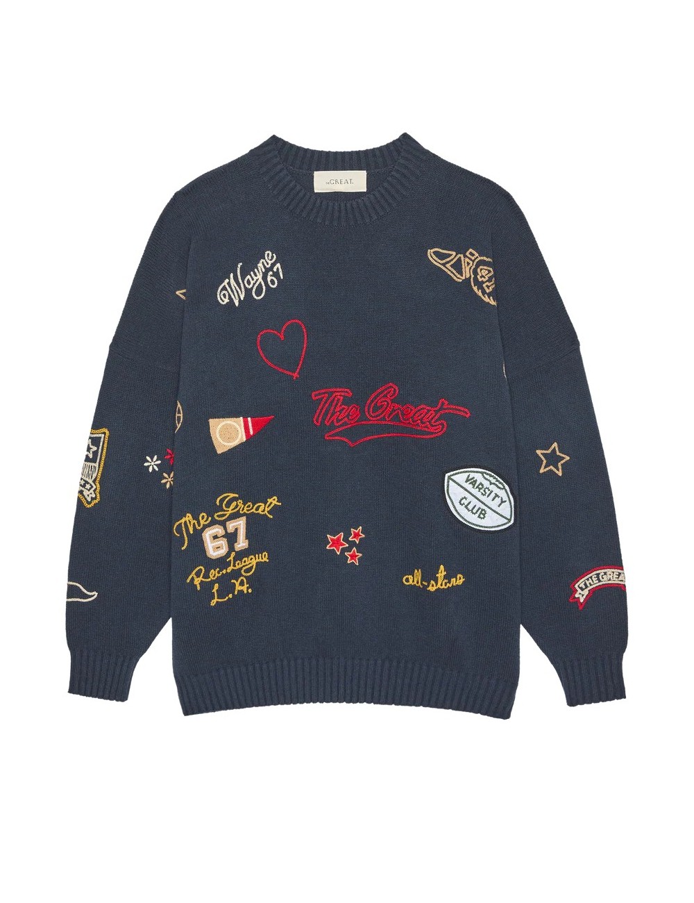 Pullover Embroidered Oversize Crew - True Navy