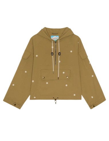 Veste Embroidered Cropped TRAILHEAD - Khaki With Cream Daisies
