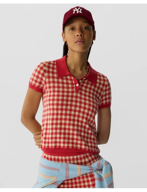 Polo ajusté GINGHAM - Scarlet, Mist