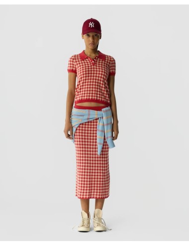 Polo ajusté GINGHAM - Scarlet, Mist