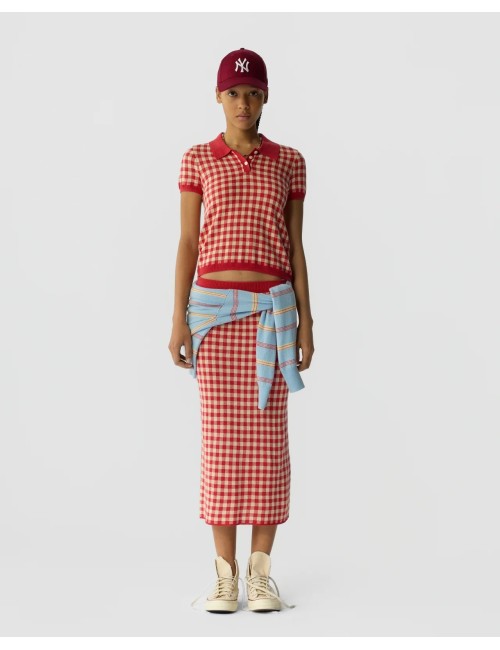 Polo ajusté GINGHAM - Scarlet, Mist