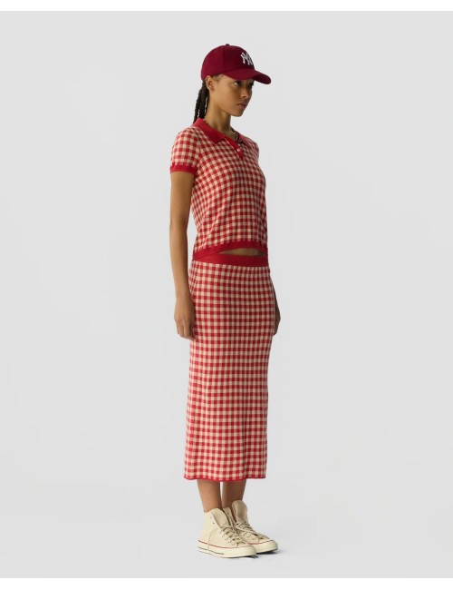 Polo ajusté GINGHAM - Scarlet, Mist