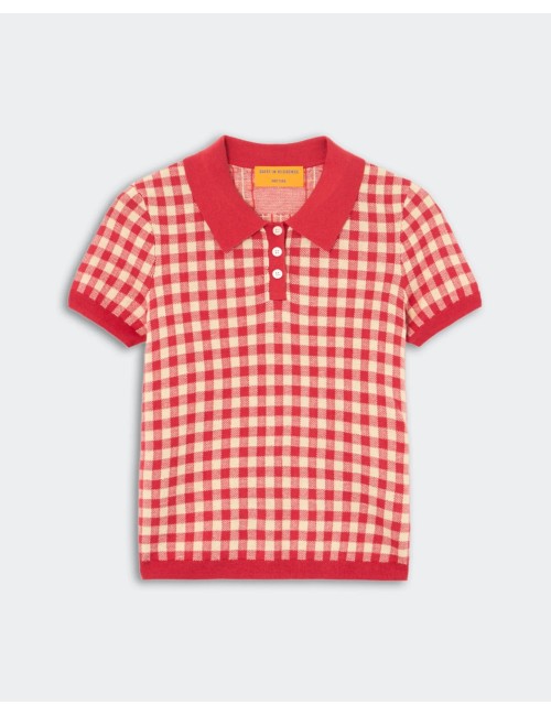Polo ajusté GINGHAM - Scarlet, Mist