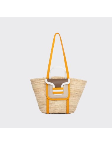 Panier ALPHA RAFFIA - Blanc cassé, Camel, Blanc, Mandarine