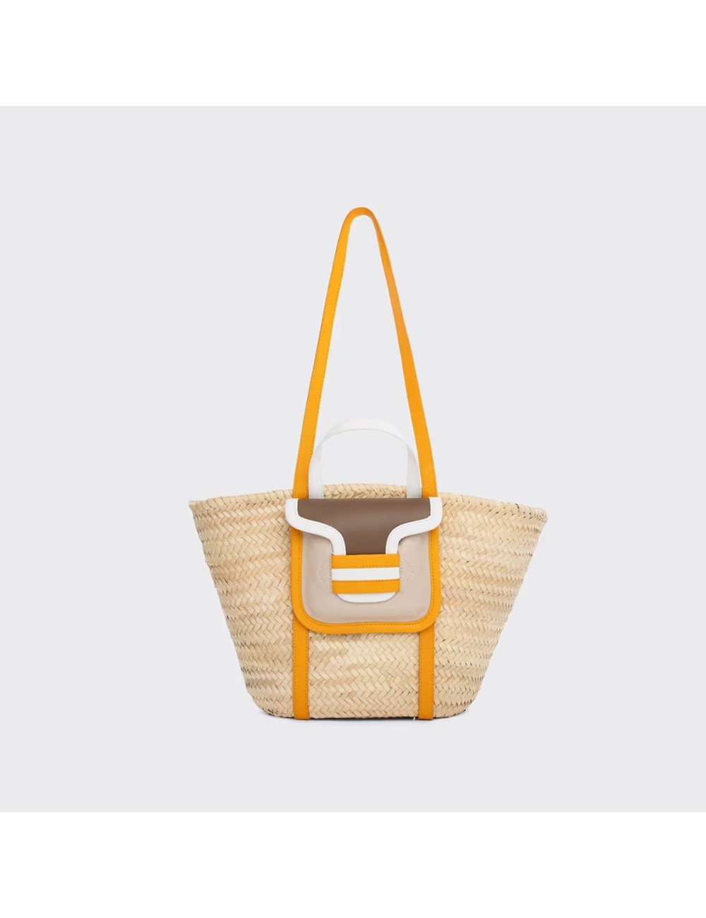 Panier ALPHA RAFFIA - Blanc cassé, Camel, Blanc, Mandarine