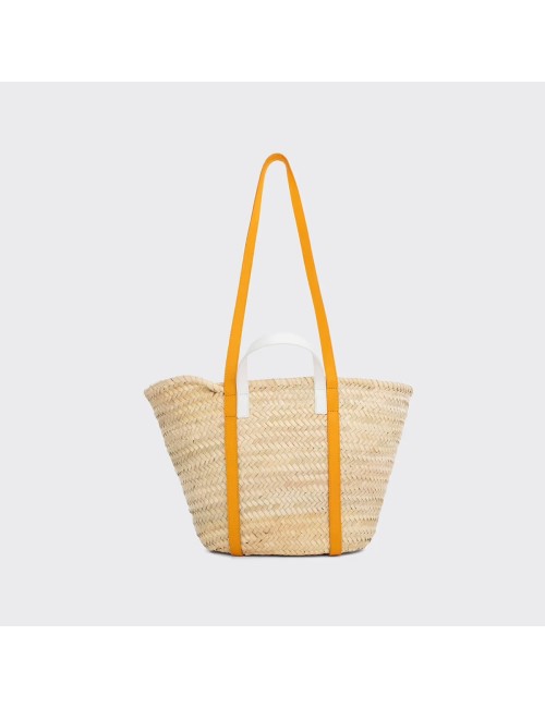 Panier ALPHA RAFFIA - Blanc cassé, Camel, Blanc, Mandarine