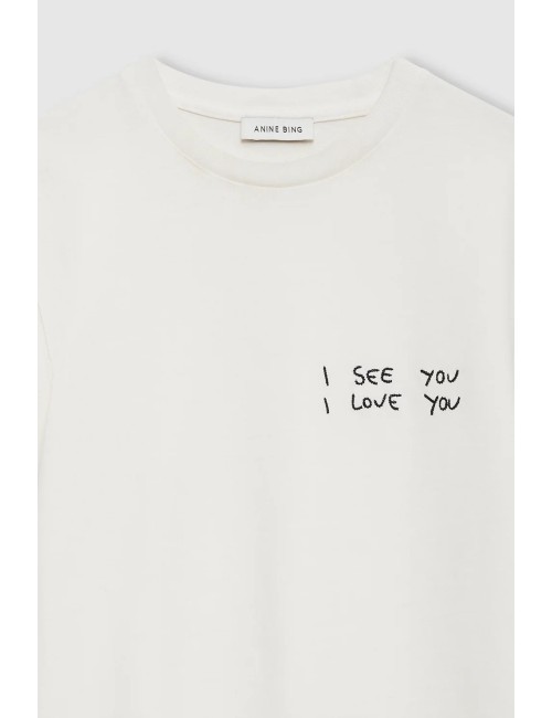 Tee-shirt SHELLEY I see you I love you - Washed Cream