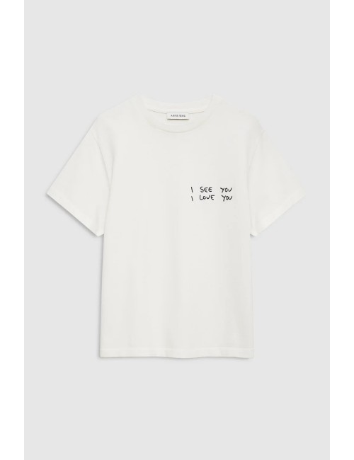 Tee-shirt SHELLEY I see you I love you - Washed Cream
