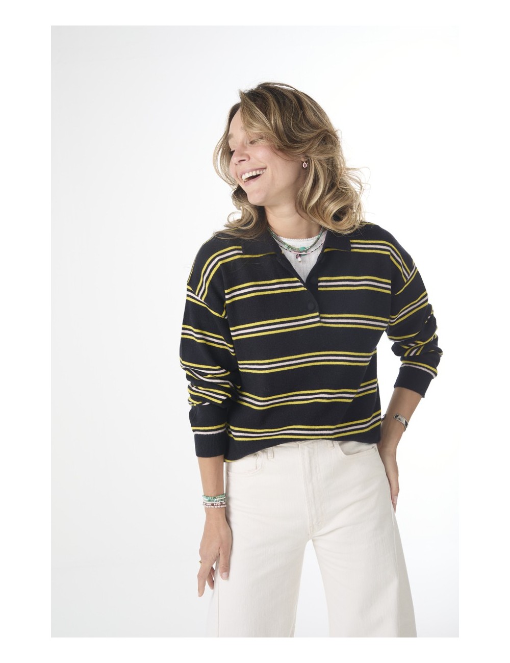 Polo LÉON Stripes Light - Navy