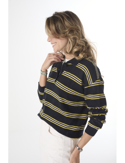 Polo LÉON Stripes Light - Navy