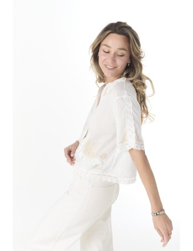Chemisier SILAS - Écru, Broderies