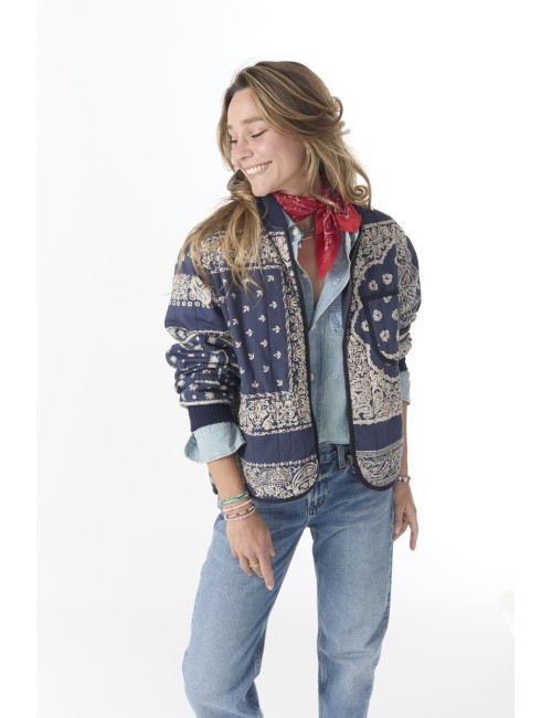 Bomber "QUILTED" - Navy Bandana Print