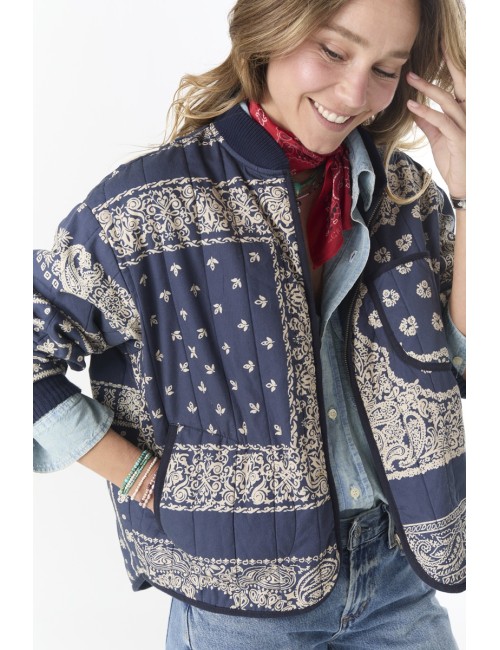 Bomber "QUILTED" - Navy Bandana Print