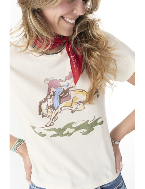 THE LITTLE TEE w/ Rider Graphic - Washed White