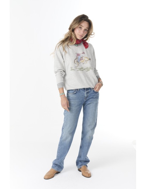 THE COLLEGE SWEATSHIRT w/ Rider Graphic - Soft Heather Grey