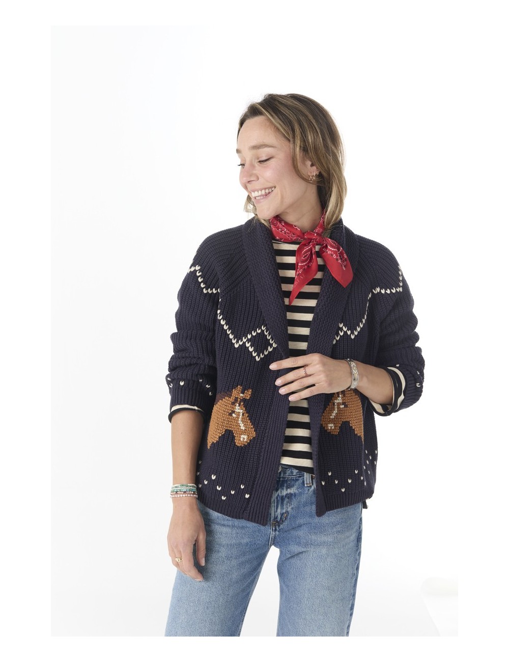 Cardigan HORSE LODGE - Navy