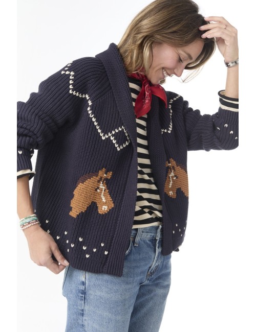 Cardigan HORSE LODGE - Navy