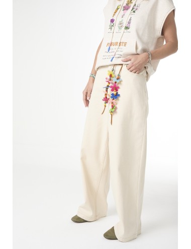 Pantalon Décontracté - Ceinture à FLEURS