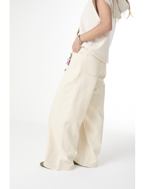 Pantalon Décontracté - Ceinture à FLEURS