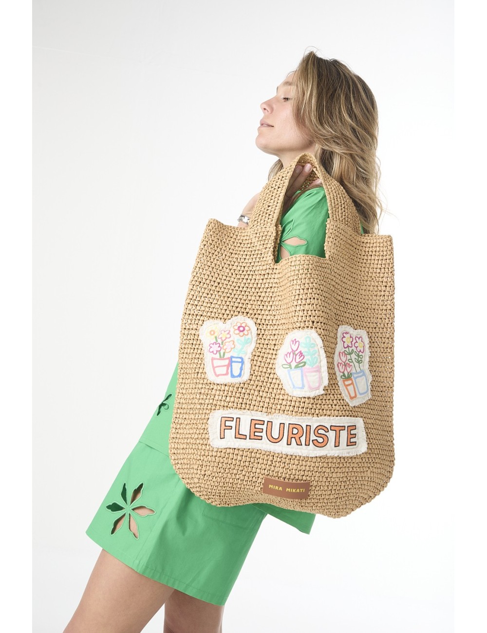 Cabas RAFFIA - Patchs Fleurs