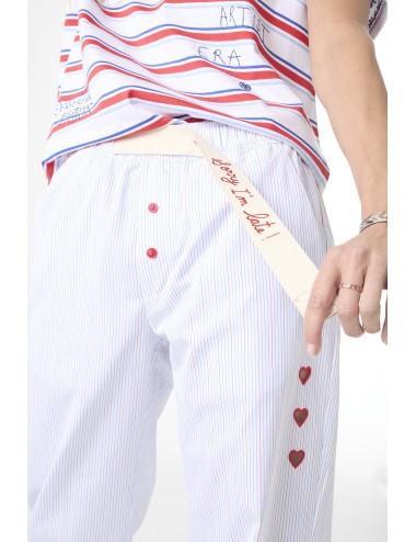 Pantalon Rayé Brodé