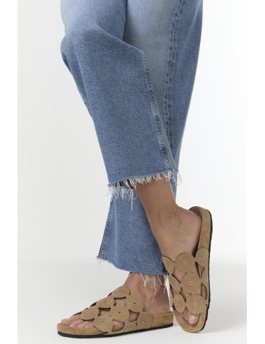 Beach Mules BULLES à œillets - Noisette