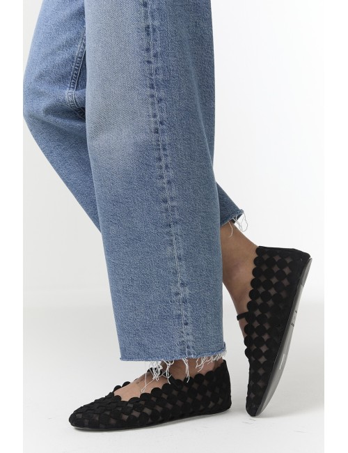 Ballerines MINI BULLES, Daim - Noir