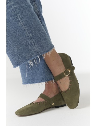 Ballerine GINGER, Daim - Kaki
