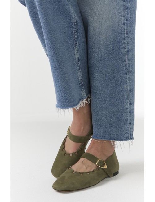 Ballerine GINGER, Daim - Kaki