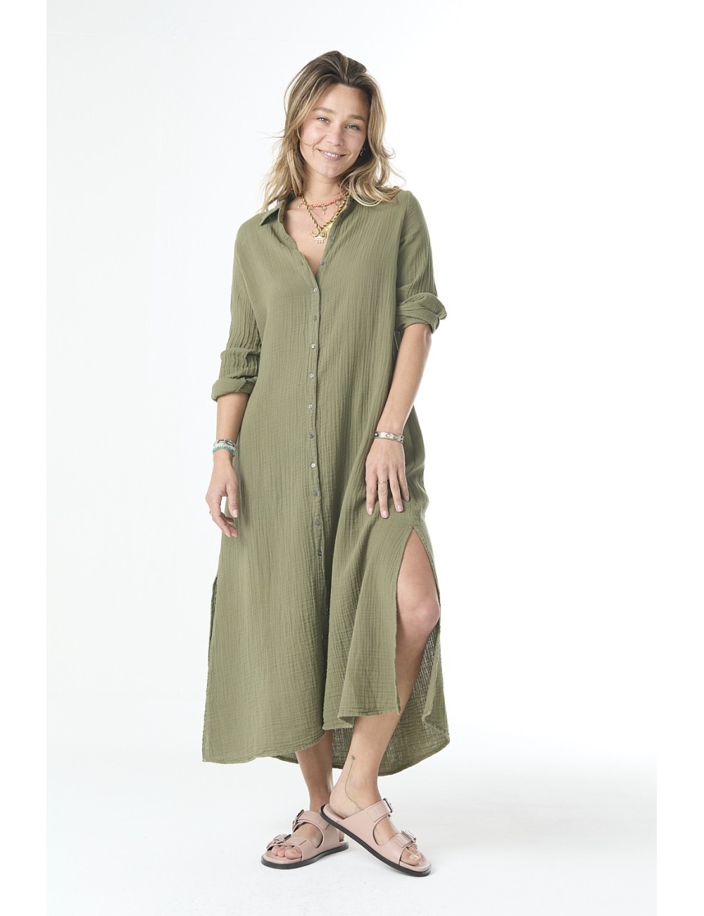 Robe BODEN en gaze - Olive Moss
