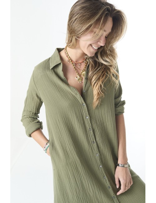 Robe BODEN en gaze - Olive Moss
