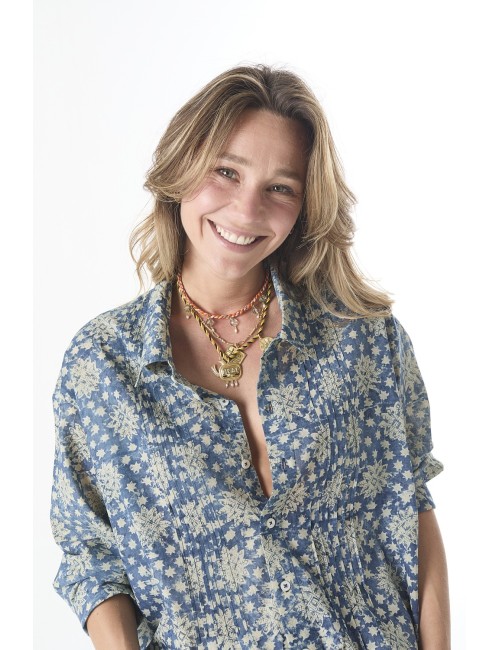 Chemise PINTUCK DROP NECK - Blue Indigo Medallion