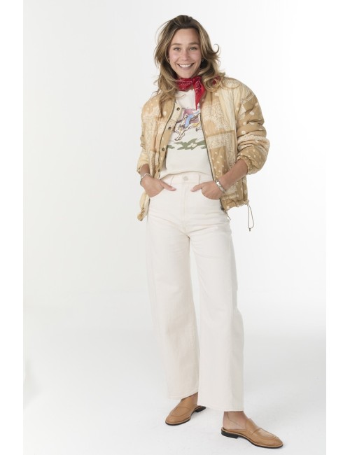 The Reversible Ultra Light Puffer - Khaki Bandana With Cream