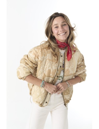 The Reversible Ultra Light Puffer - Khaki Bandana With Cream