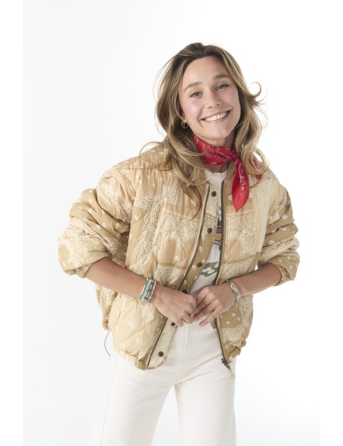 The Reversible Ultra Light Puffer - Khaki Bandana With Cream