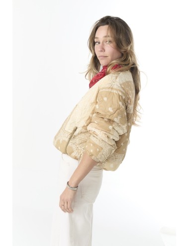 The Reversible Ultra Light Puffer - Khaki Bandana With Cream