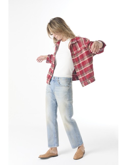 Veste Relaxed Pleated TRUCKER - Red Plaid