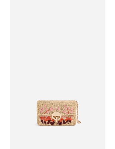 Sac MOON Moyen Raphia - Multico / Rose