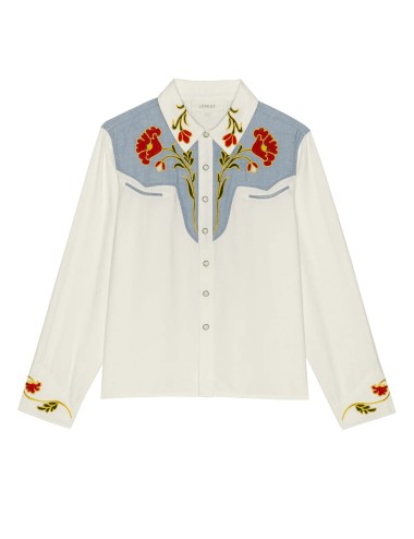 Chemise Brodée WESTERN - Cream w/ Chambray Mix