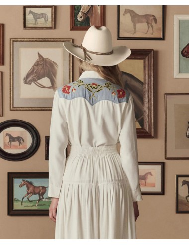 Chemise Brodée WESTERN - Cream w/ Chambray Mix