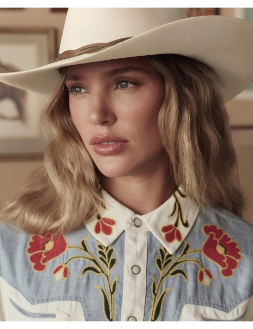 Chemise Brodée WESTERN - Cream w/ Chambray Mix