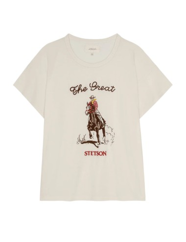 Tee-shirt BOXY CREW w/ STETSON Graphic - Washed White