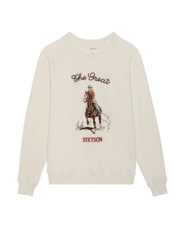 THE COLLEGE SWEATSHIRT w/ STETSON Graphic - Washed White