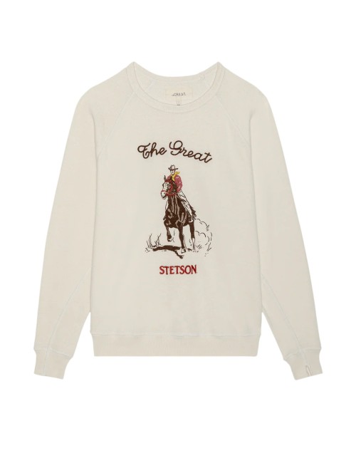 THE COLLEGE SWEATSHIRT w/ STETSON Graphic - Washed White