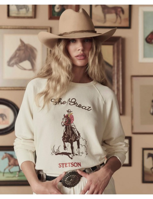 THE COLLEGE SWEATSHIRT w/ STETSON Graphic - Washed White