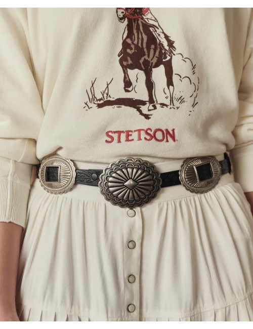 Ceinture en cuir CONCHO - Black with Silver