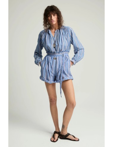 Blouse CALUMET bleu à carreaux femme | ByMahe