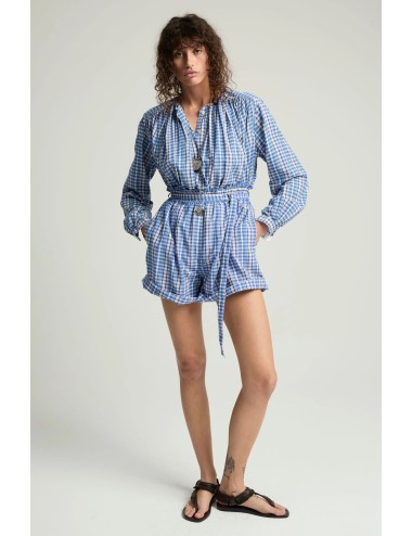 Short BABAR bleu à carreaux femme | ByMahe